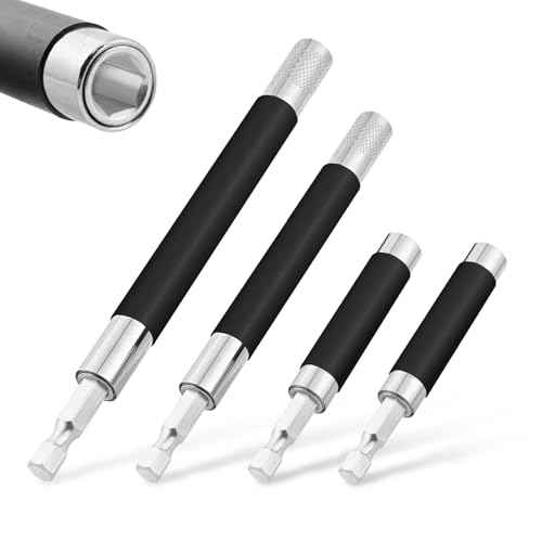 Drill Bit Holder 3.1/4.7/5.5¡¯¡¯, Drill Bit Extension 4 Pcs, Magnetic Bit Holder 1/4¡¯¡¯ Hex, Drill Extension Bit Holder Carbon Steel with Telescopic Sleeve for Screwdriver Bit Nut Socket by XIOGZAXI