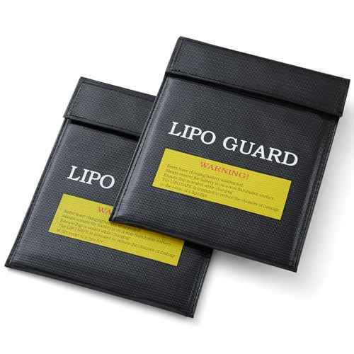 Lipo Safe Bag, Fireproof Explosion-Proof Lipo Battery Bag for Safe Charging and Storage, 2 Packs(black)