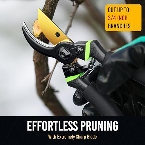 Craft911 Ultra Sharp Japanese Steel Pruning Shears - Gardening, Arthritis Friendly, 3/4 Inch Cut, Pruning Shears