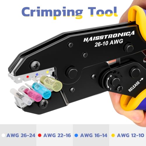 haisstronica HS-8327 Wire Stripper & Crimper Set AWG 26-10 for Electrical Projects