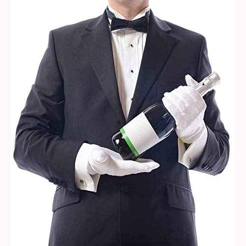 12 Pairs Soft Cotton Gloves - White, Stretchable Lining, Medium Size