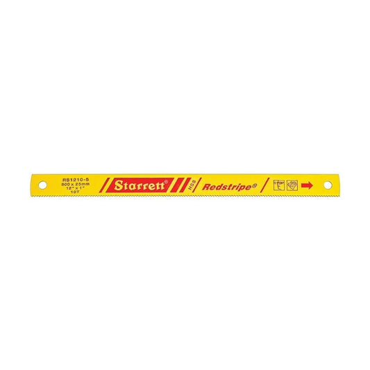 Starrett Redstripe Solid High Speed Steel Power Hacksaw Blade - Ideal for Contractors and Tradesmen - .050" Thickness, 10 TPI, 12" Length, 1" Width - RS1210-5