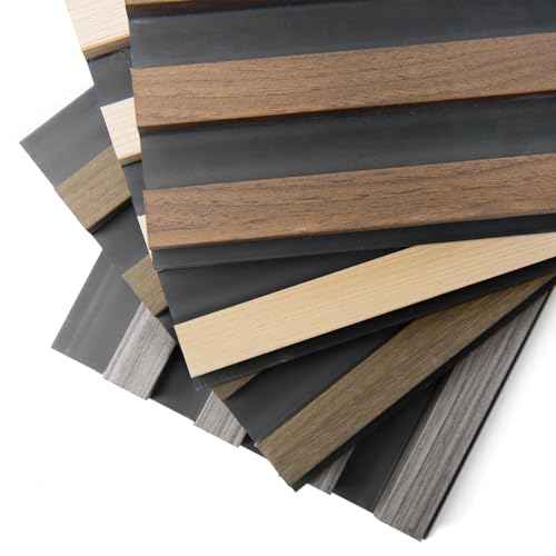 Art3d 4-Pack 6 x 6 Inch WPC Wood Slat Wall Panel for Interior Wall D?cor, 3D Wood Fluted Acoustic Wall Paneling for Living Room Bedroom Home & Office - 4 Colors