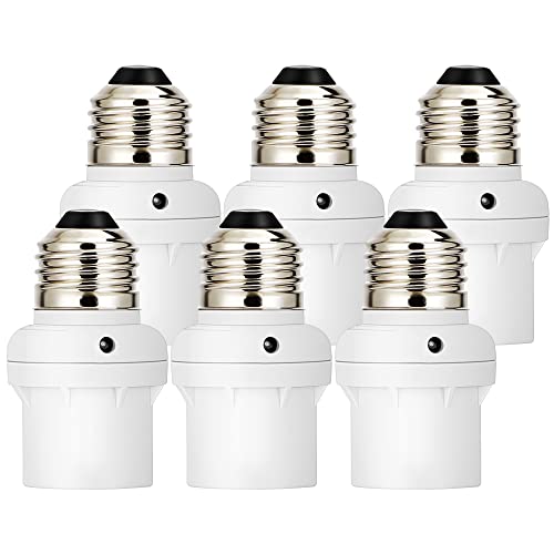 DEWENWILS White 6 Pack E26/E27 Dusk to Dawn Light Sensor Sockets