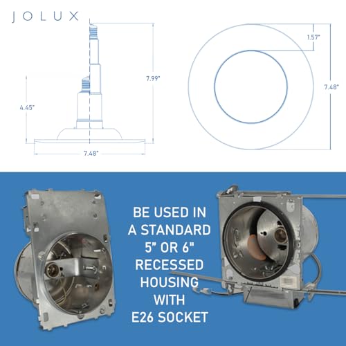 Jolux 4-Pack 5/6 Inch LED Recessed Can Lights, Soft White 2700K Retrofit Downlights