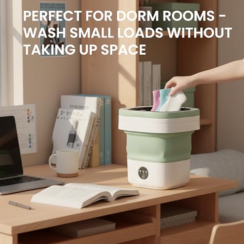 Simple Deluxe 16L Green Portable Foldable Washing Machine with Spin Basket and 3 Modes