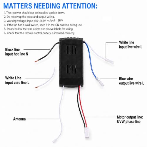 24V DC Ceiling Fan Remote Control Kit - 6-Speed & Timer - Universal Replacement for Low Voltage Fans