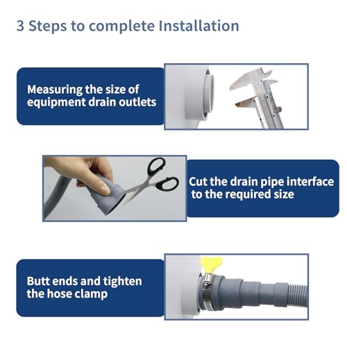 Anchira 3.2 ft Washing Machine Drain Hose Extension Kit with 4 Diameters, 1 m Corrugated Hose + 1 Adapter + 2 Clamps + U-Bend Holder