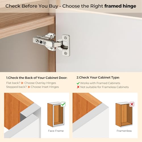 Ravinte Full Overlay Cabinet Door Hinges 105° - 2 Pack, Soft-Close, Adjustable