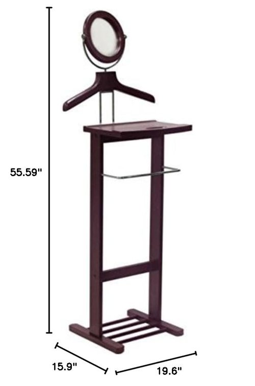 Ergode Carson Valet Stand, Compact Organizer for Clothing and Accessories, Wooden Suit Rack with Hanger, Tray, and Trouser Bar, Ideal for Bedroom, Closet, Office, or Dressing Area