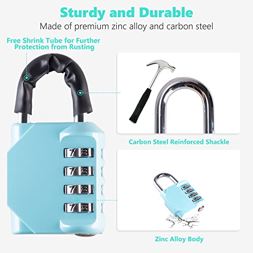 KAWAHA Aqua Sky 4-Digit Combination Lock for Gym Locker, Door, Toolbox & Storage