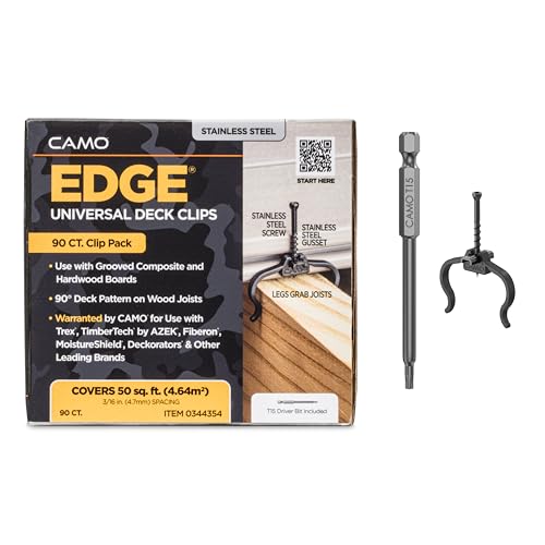 Camo EdgeClip Universal Hidden Deck Fastener Clip 90 Count for Composite & Wooden Decking