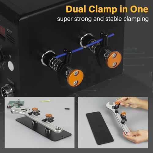 Magnetic Helping Hands Clamp Metal, Adjustable Third Hand Soldering Holder Stand For Small Electronics, Hobby DIY, Craft, PCB Repair, Precise Work, Exclusive Dual-Head Ultra-Grip (Yellowblack, long)