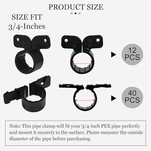 52PCS 3/4 Inch Pex Suspension Pipe Clamps Set, Pipe Supports Suspension Clamp Includes 40PCS Black Pex Tubing Pipe Support & 12PCS Butterfly Style Pex Tubing Clamps for Pex, Copper, CPVC Pipe