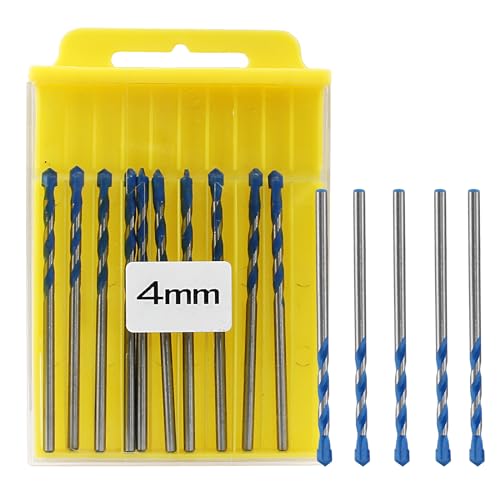 Piutouyar 10 Pcs 4mm Masonry Drill Bits, 5/32" Carbide Drill Bits Set for Concrete, Tile, Glass, Ceramic, Brick, Wood