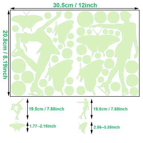 Ice Skating Girls Glow in The Dark Stickers, Waterproof Girls Stickers for Kids Bedroom, Kids Wall Stickers Decorations for Bedroom. (Figure Skating)