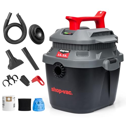 Shop-Vac 2.5 Gallon Wet/Dry Vacuum with 2.0 Peak HP, Wall-Mountable, Includes Accessories