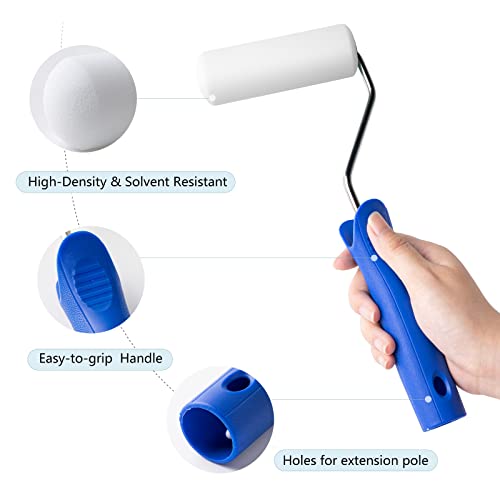 Small Foam Paint Roller Kit 4 Inch - 8 Pack for Walls, Furniture & DIY
