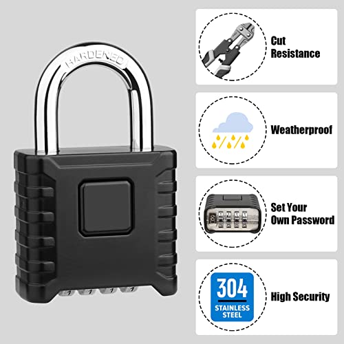 Diyife Heavy Duty Outdoor Weatherproof Padlock - Black, 3.33 Inch