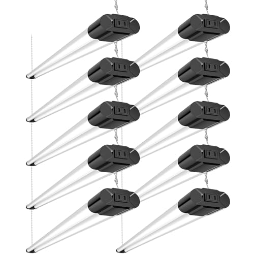 BBOUNDER 10 Pack 4FT LED Shop Light Black 6500K 40W Linkable Bright White
