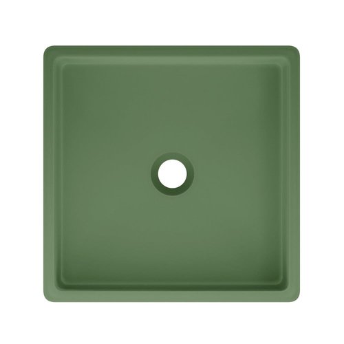 Swiss Madison Lisse 15.5" Concrete Square Vessel Sink in Matte Royal Green