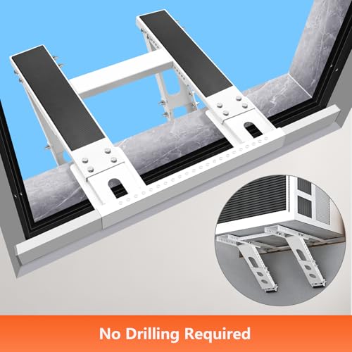No-Drill Window AC Support Bracket - Adjustable Heavy Duty Steel Holds 300lbs, Easy Install, Compatible with Single/Double Hung Windows, CAT SO RICH