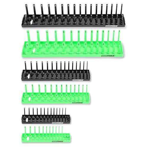 OEMTOOLS 22233 Tool Storage Organizer for SAE and Metric Socket, 6PC Socket Organizers for 1/4", 3/8", and 1/2" Drive Sockets, Optimize Toolbox Organization