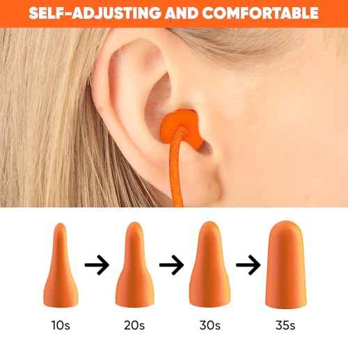 20 Pair Foam Ear Plugs with Cord - Soft & Comfortable Ear Protection - Disposable Ear Plugs Individually Wrapped with Noise Cancelling up to 32dB - Ideal for Sleeping Construction Shooting Sports