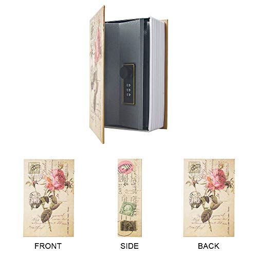 PACOLO Rose Combination Diversion Book Safe with Security Lock - Hidden Storage Box, 9.5x6x2.2 Inches