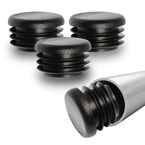 Prescott Plastics 1" Round Ribbed Plastic Hole Plugs - 4 Pack, Black, Weather-Resistant