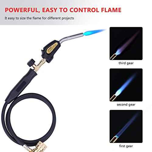 Propane Torch Hand Hose, Mapp Gas Torch,Welding Torch,Hose Length 1.5M/60"Maximum Operating Temperature 1900¡É/3600¢µ-with Hook (Quick ignition with valve Style)