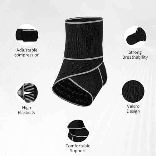 Ankle Brace for Sprained Ankle, Ankle Support for Women & Men, Adjustable Compression Wrap for Achilles Tendonitis & Plantar Fasciitis Relief (Grey)
