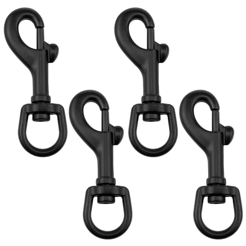 4 Pack Heavy Duty Black Zinc Alloy Swivel Eye Bolt Snaps - Flag, Dog Leash, Keychain Clamps