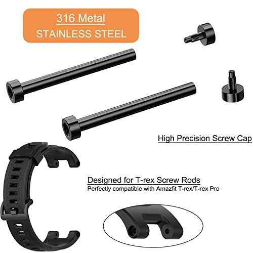 Lijinlan Compatible with Amazfit T-Rex/T-Rex Pro Screw Rod Accessory, 2Pcs Stainless Steel Link Bar Replacement Screws with 2Pcs Screwdrivers Removal Tool for Amazfit T Rex Accessory (Black)