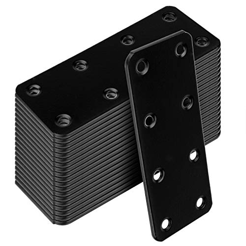 20 Pack 4-Inch Black Steel Mending Plates for Wood Furniture Repair