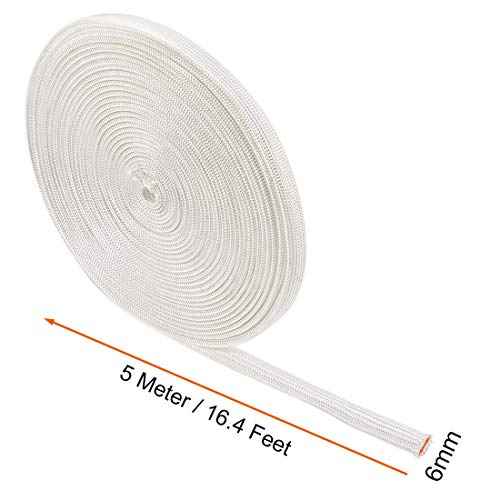 uxcell Insulation Braid Sleeving, 16.4Ft-6mm High Temp Fiberglass Sleeve White
