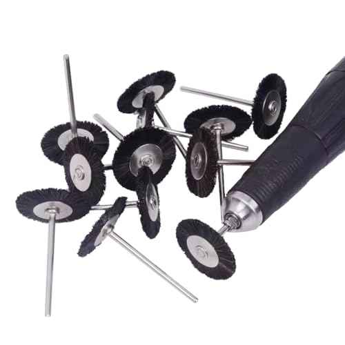 ?????? ???? 20 Pcs T Shape Nylon Bristle Brush - 3/32 Inch Shank Abrasive Bristle Polishing Brushes Wheel for Rotary Tools (Black)