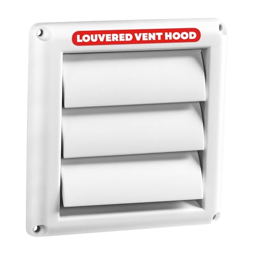 Deflecto 4-Inch Outdoor Dryer Vent Cover with Louvered Gravity Damper - White