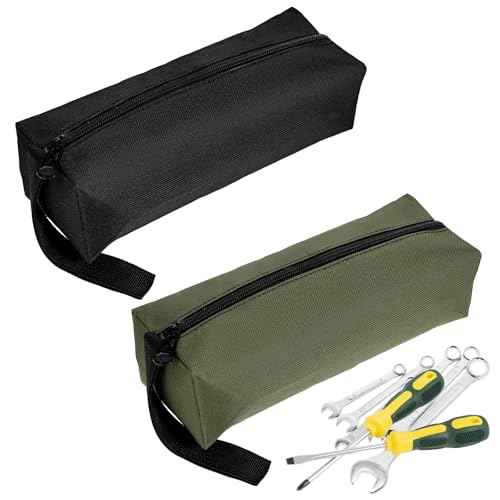 2 Pack Canvas Tool Pouch with Zipper, Tool Pouch Bag, Multi-Purpose Small Zipper Tool Pouch, Multipurpose Zipper Bags, Zipper Utility Tool Bag for Organizer Storage Various Electrician Tools