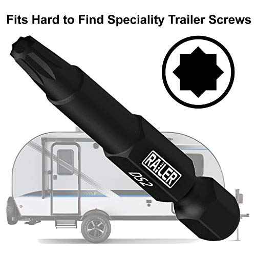 Railer Double Square 8 Point Star Bit Set, 5pc S2 Steel 2 Inch 8 Spline Fastener Drive Bit Set with Storage Bit Holder