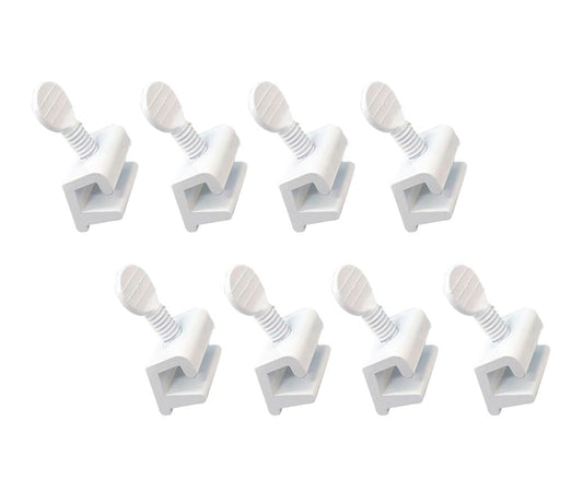 QCAA Single Small Sliding Window Security Lock, White, Aluminum Material, Made in Taiwan, 8 Pack