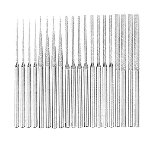 Luo ke 20 Pcs ?????????????? Mounted ???????? ????????????, 5 Different Shapes Diamond Drill Bit, 1/8 Inch Shank Diamond Grinding Tool for Dremel Rotary Tool