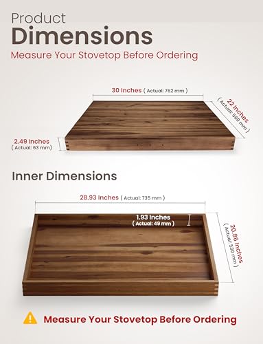 Tidita Walnut 30x22 in Stove Top Cover/Noodle Board for Electric Stovetops, Extra Counter Space