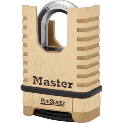 Master Lock ProSeries Brass 4-Digit Combination Padlock - Commercial & Outdoor Lock - Model 1177D