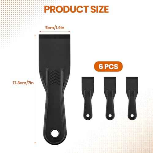 6 PCS Plastic Putty Knife, 2 Inch Black Flexible Putty Knife Scraper, Used for Repairing Walls, Pasting Plaster, Scraping Putty Plastic Putty Knife Scraper