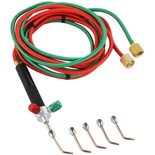 Lnrueg Mini Oxygen Acetylene Torch Kit, Handheld Oxygen Welding Torch, Portable Propane Soldering Torch with 5 Tips, Jewelry Repair Torch, 3092¡ÆF (1700¡ÆC) Welding Tool for Crafts, Electronics