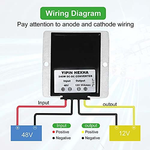 DC 36V/48V to 12V 20A Waterproof Buck Converter Power Supply Module for Golf Cart