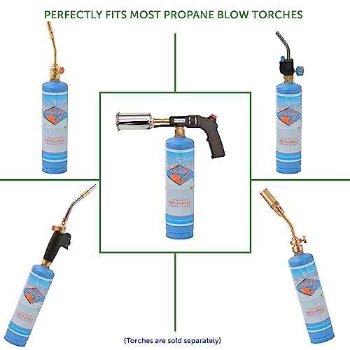 Flame King 1LB Empty Propane Welding Cylinder Tank, Reusable & Transportable - Safe and Legal Refill Option, 14.1 oz, Blue (2-Pk)