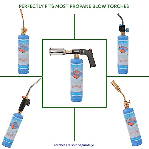 Flame King 1LB Empty Propane Welding Cylinder Tank, Reusable & Transportable - Safe and Legal Refill Option, 14.1 oz, Blue (2-Pk)