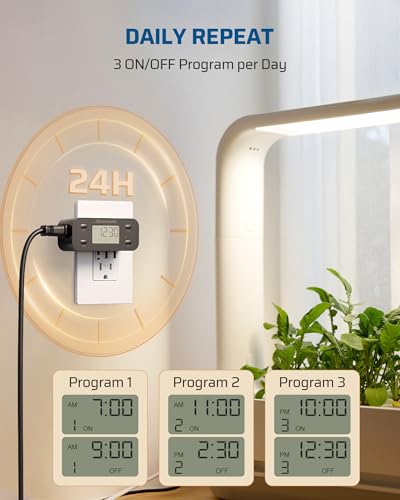 DEWENWILS Black Indoor Programmable Digital Timer Outlet - 1 Pack